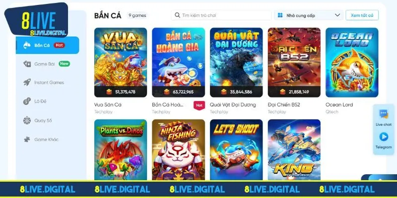 Tổng hợp các game bất diệt tại bắn cá 8LIVE