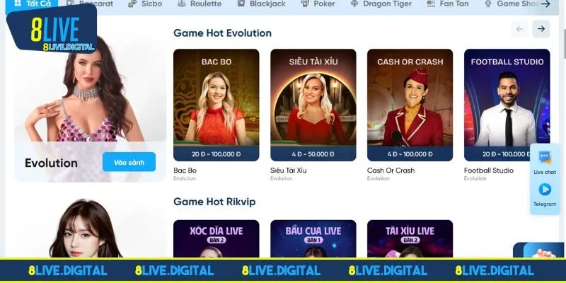Khái quát vài nét về sảnh game casino 8LIVE