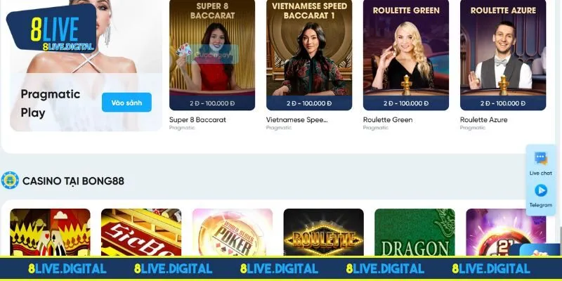 Khám phá kho game đáng thử tại casino 8LIVE